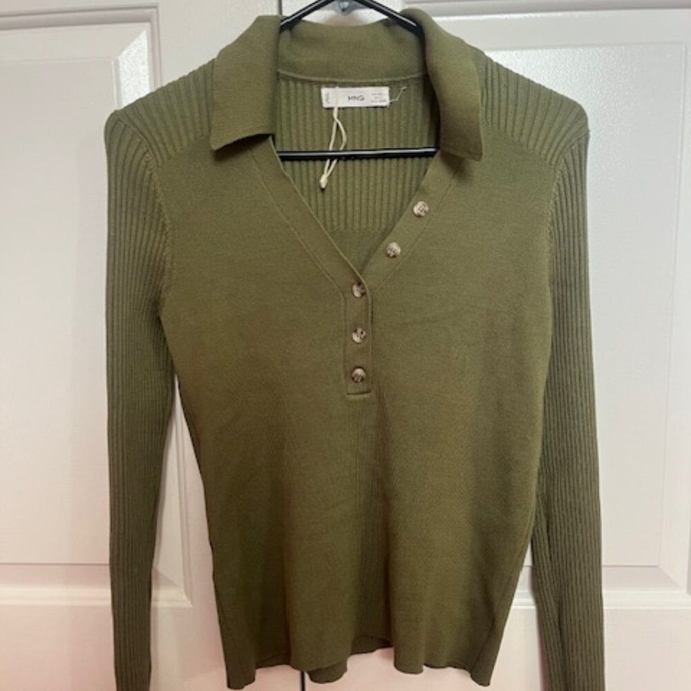 MANGO POLO NECK RIBBED SWEATER